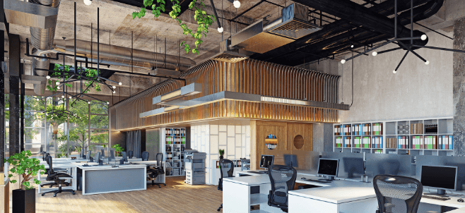 Modern office fit-out with open plan workspace