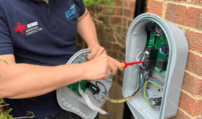 EV charger installation on home wall