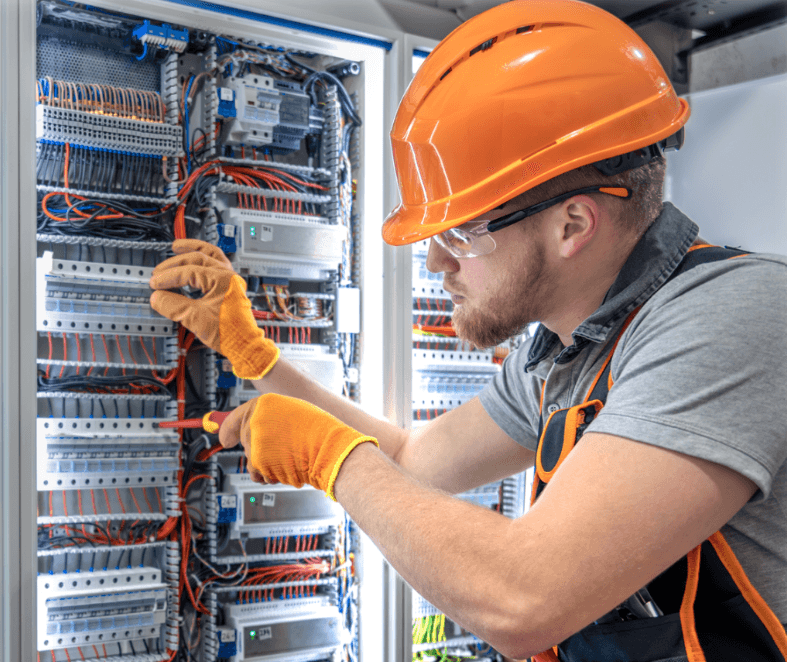 Electrician working on electrical installation